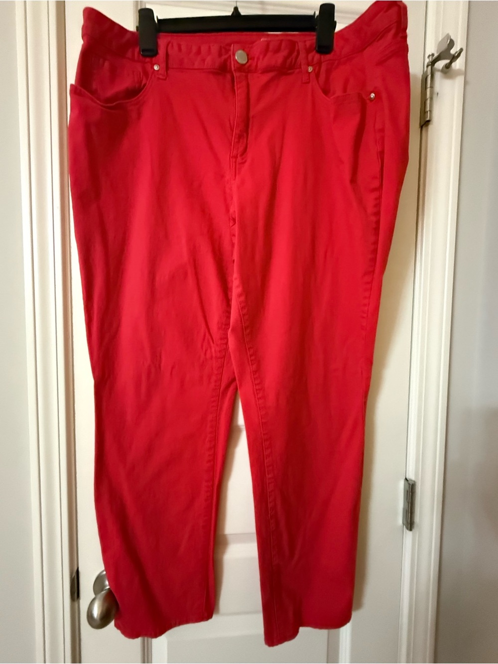 crown & ivy Red Skinny Pants with Classic Five-Pocket Style Plus Size 22W